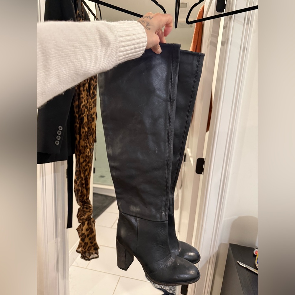 Free People Over the Knee Dakota Boot - Black Leather - Picture 2 of 4